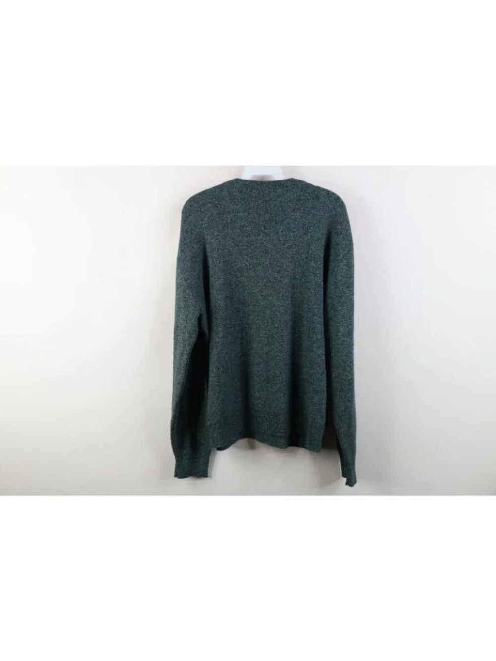 Vintage 70s Streetwear Mens Large Blank Knit V-Neck Sweater Heather Green USA